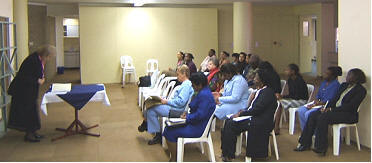 Marge teaching Pastors wives in seminar