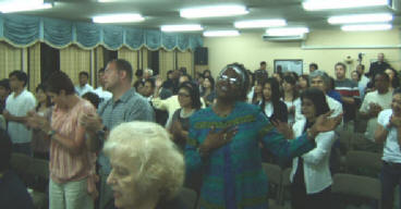 Part of the crowd for the Okinawa meeting