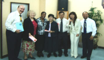 Tony and Marge with Sister Hall, Yumiko sensei & Aoki sensei, Yoshiko sensei and Bishop Hall.